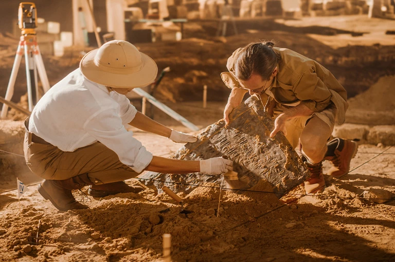 archeolodzy na wykopaliskach